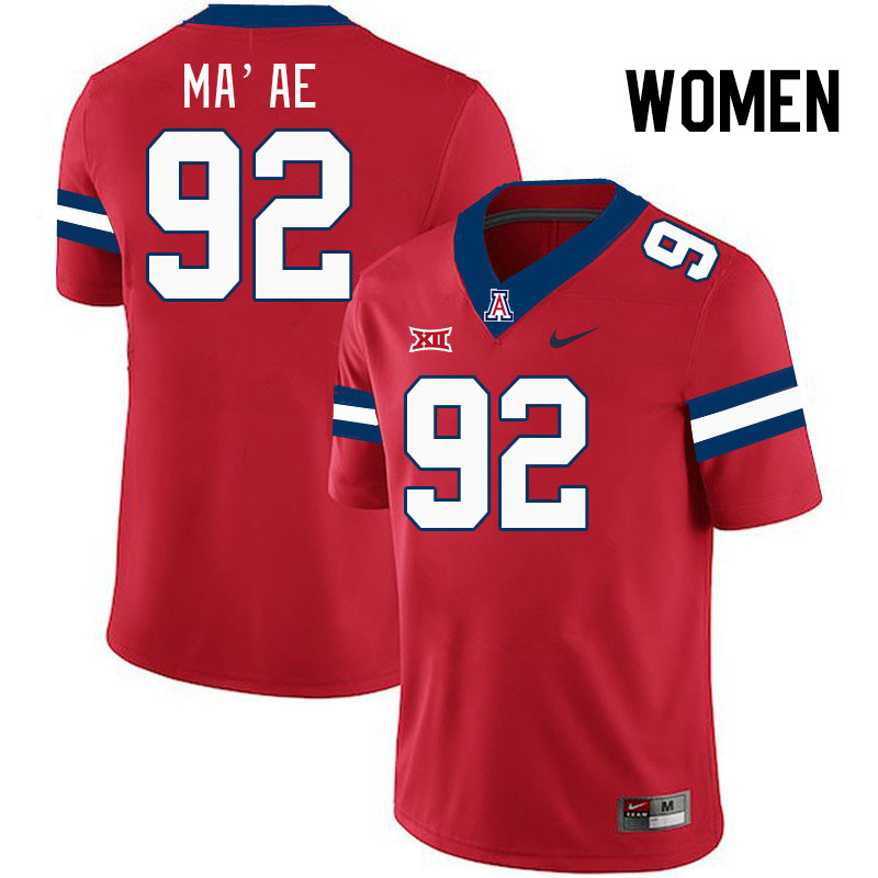 Women #92 Chubba Ma'ae Arizona Wildcats Big 12 Conference College Football Jerseys Stitched-Red